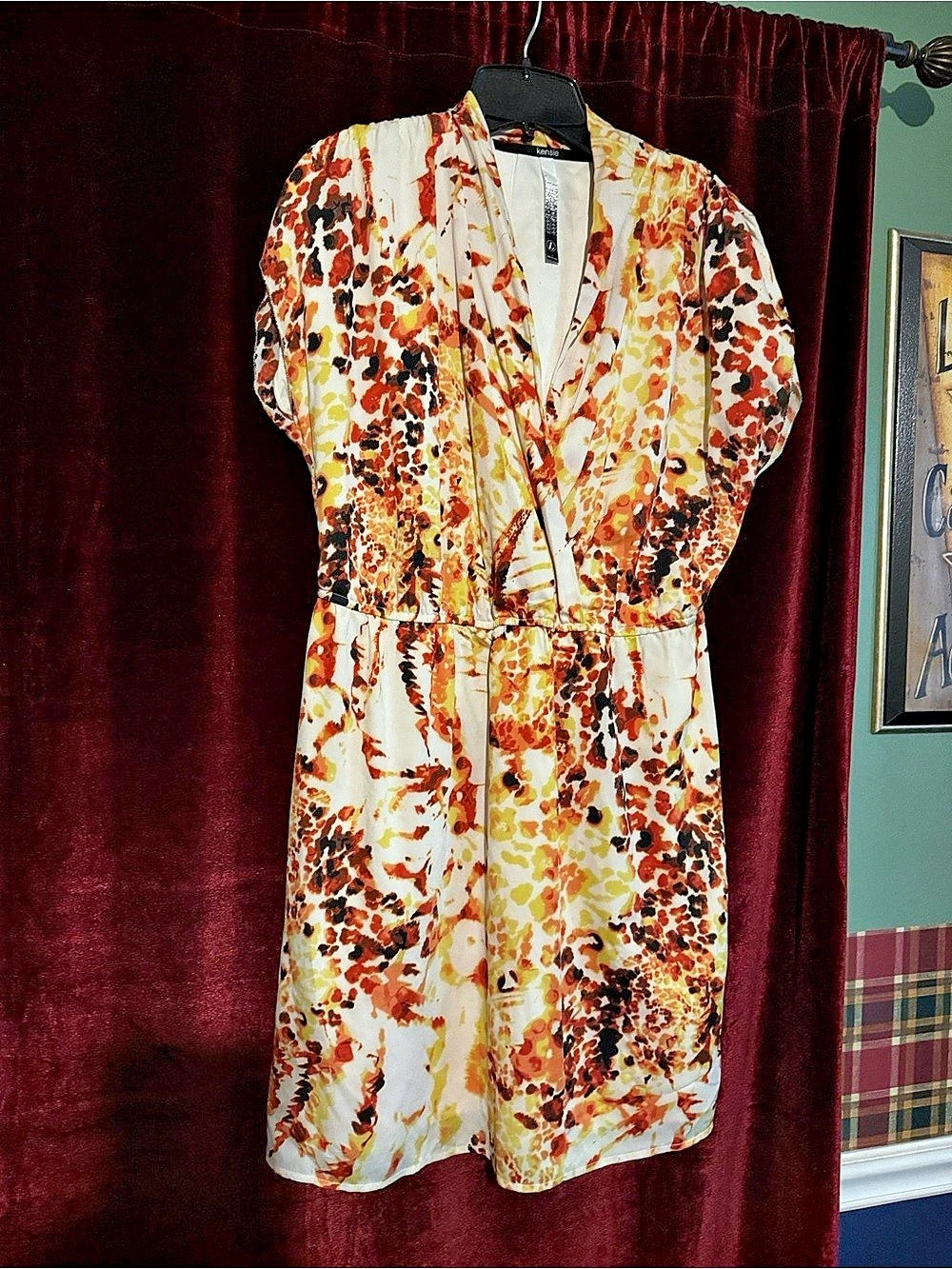 kensie Floral Mini Dress Orange & White Size Large Like New. Perfect for dinner.